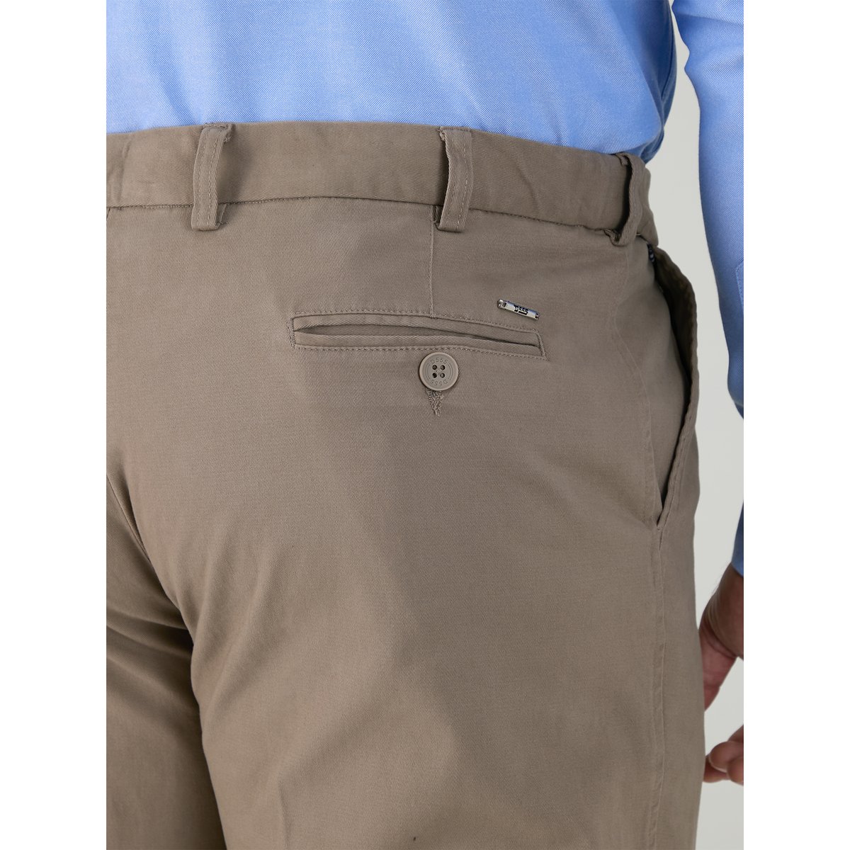 Pantalon uni extensible style chino grande taille BRUNO gris / beige, DUKE