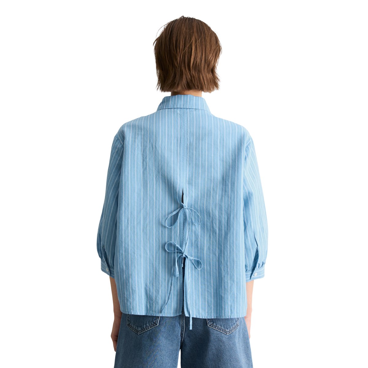 Blouse rayée relaxed en mélange de lin et de coton bleu, MARC O’POLO DENIM