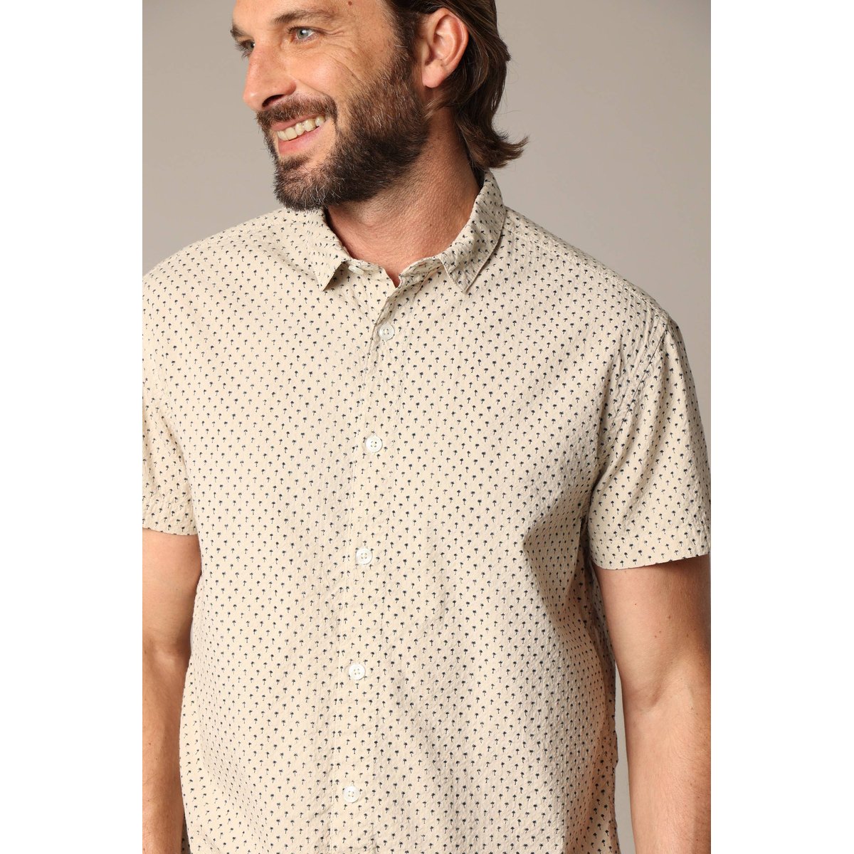 Chemise homme à motifs palmiers PAGOS greige, DEELUXE