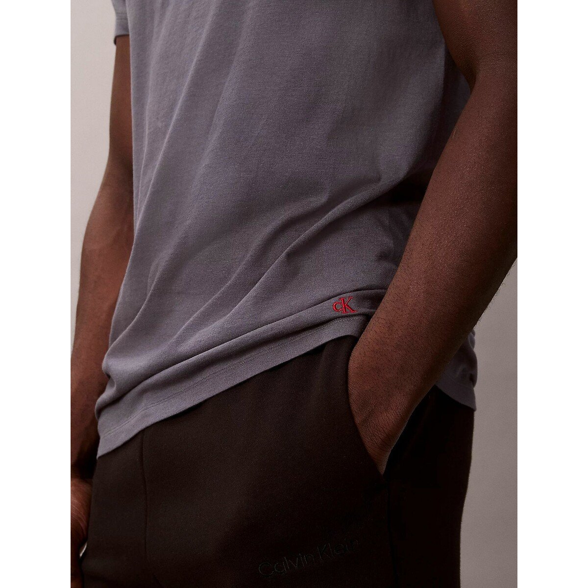 Lote de 3 t-shirts de gola redonda preto + cinzento + vermelho, CALVIN KLEIN UNDERWEAR