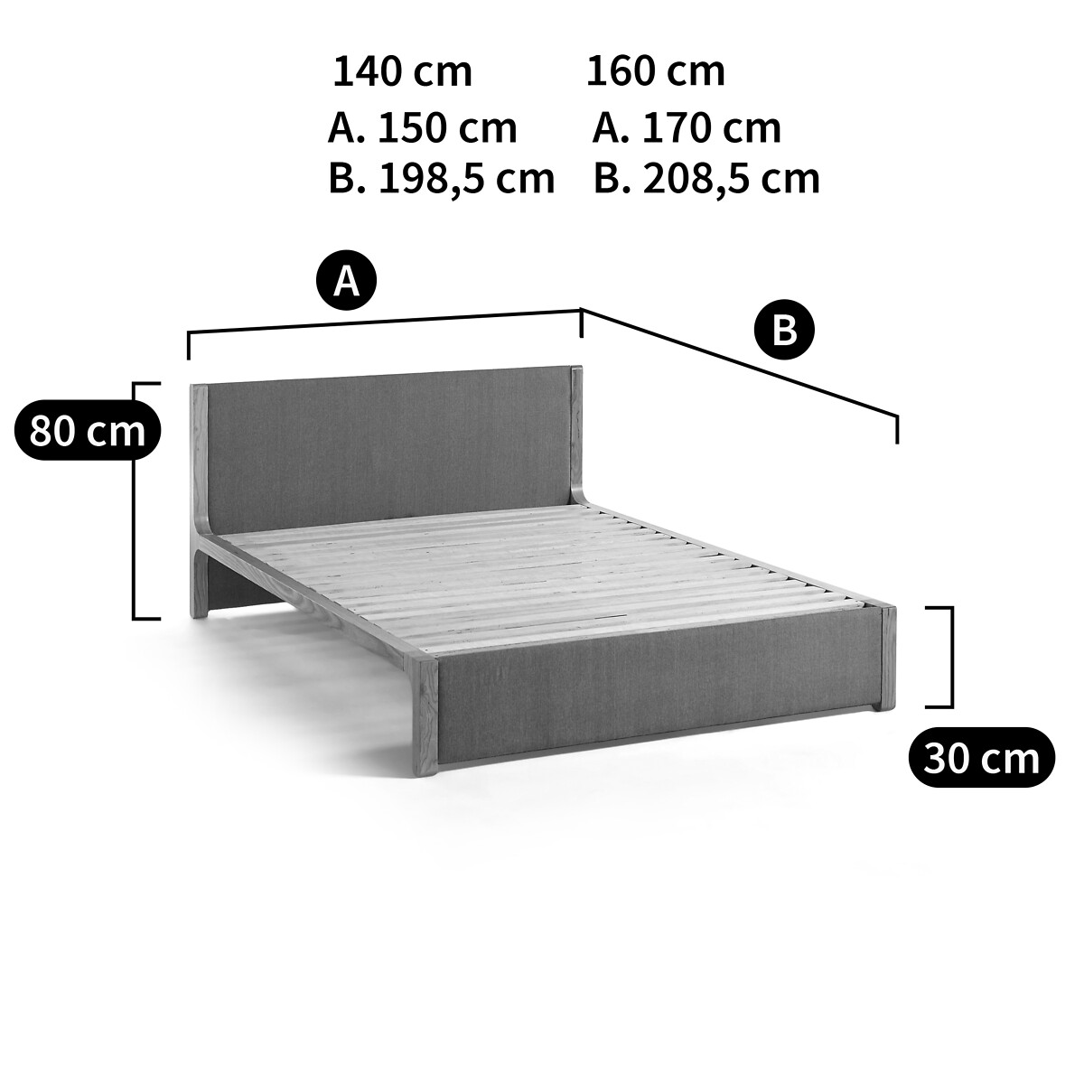 Lit avec sommier Elori beige/bois, LA REDOUTE INTERIEURS