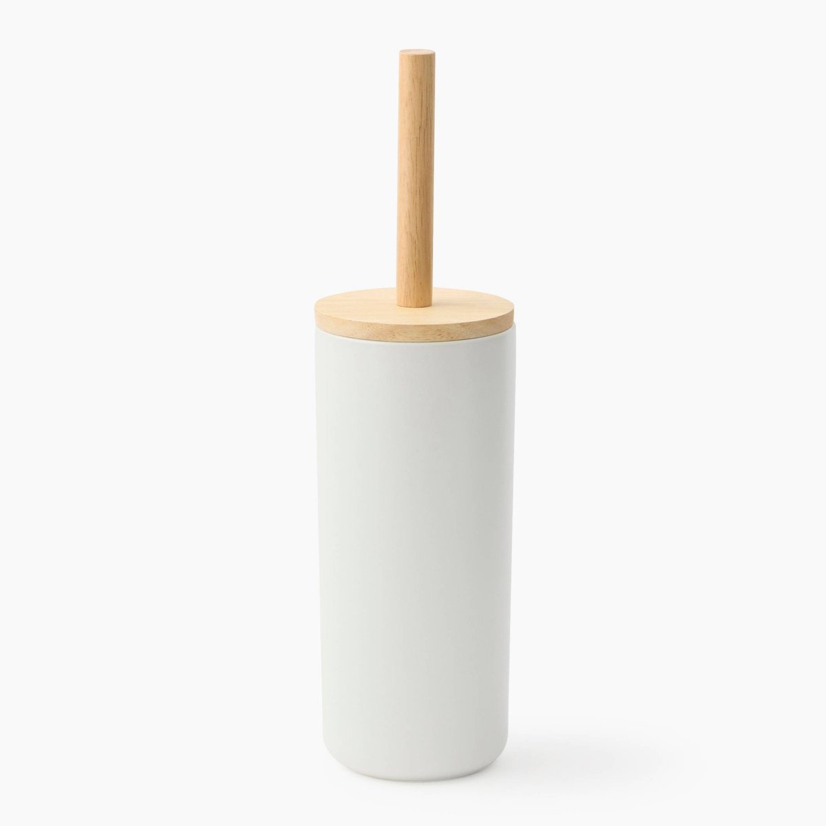 Porte-balai de toilette, 39x10.7cm, en céramique et bois blanc, MONOPRIX