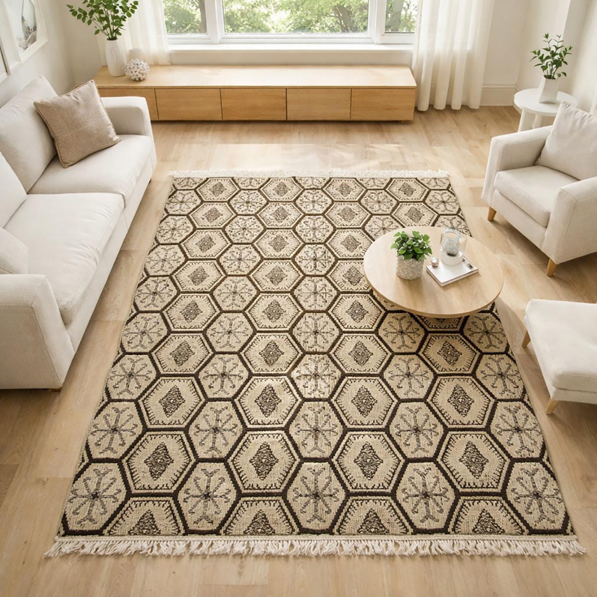Tapis kilim reversible fait à la main en laine MALSA gris, UN AMOUR DE TAPIS