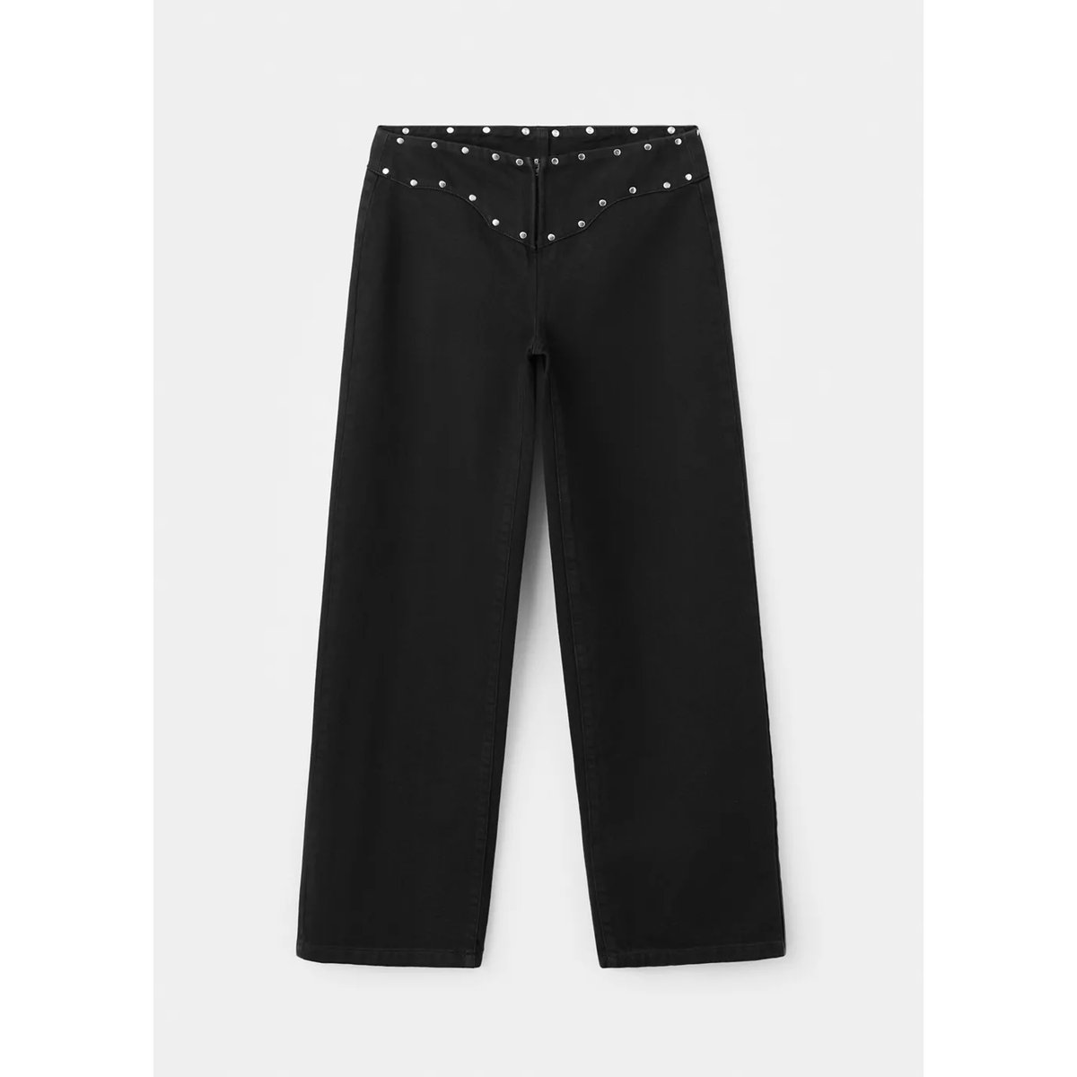 Jean low waist à clous permanents black denim, MANGO TEEN