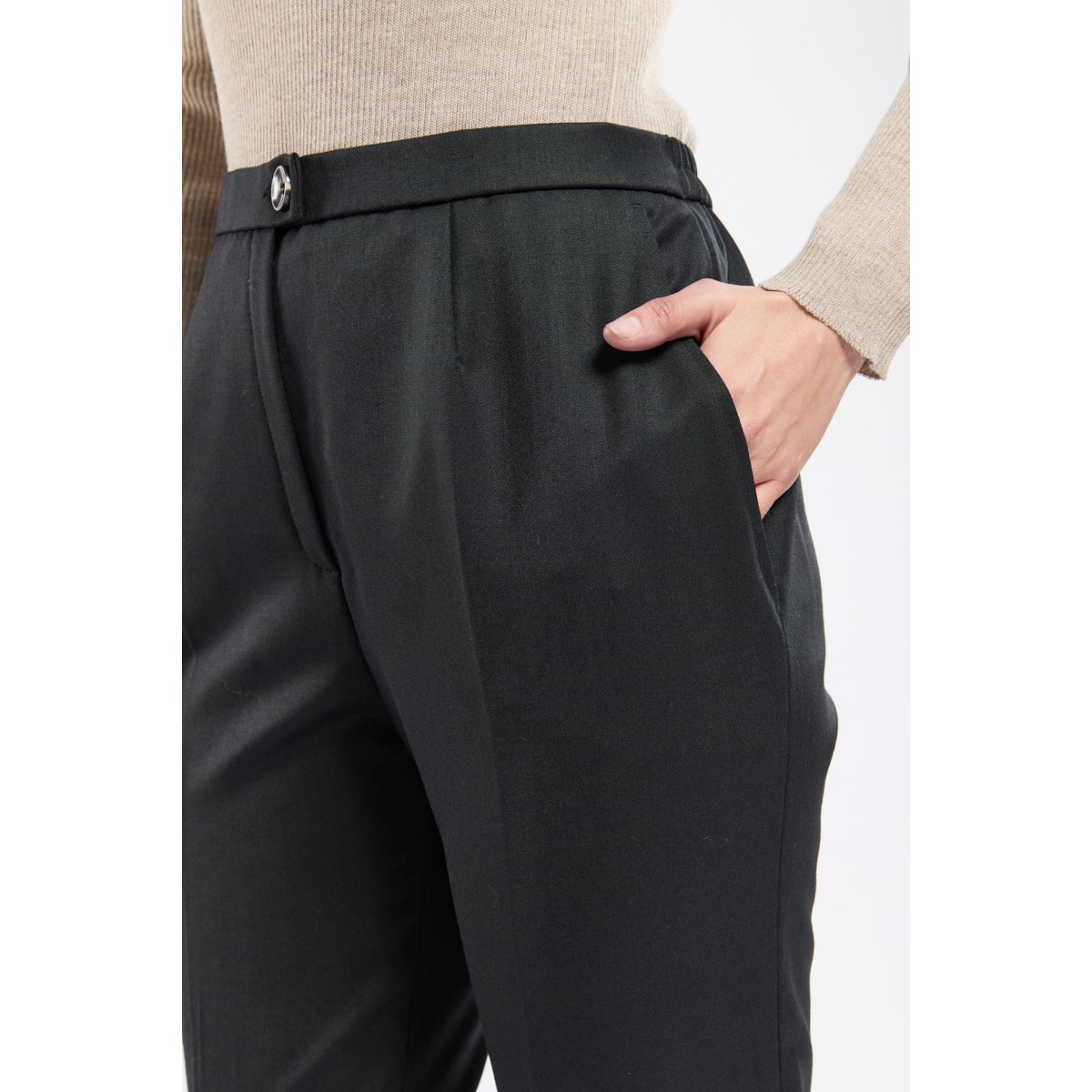 Pantalon coupe droite en laine noir(190), KARTING