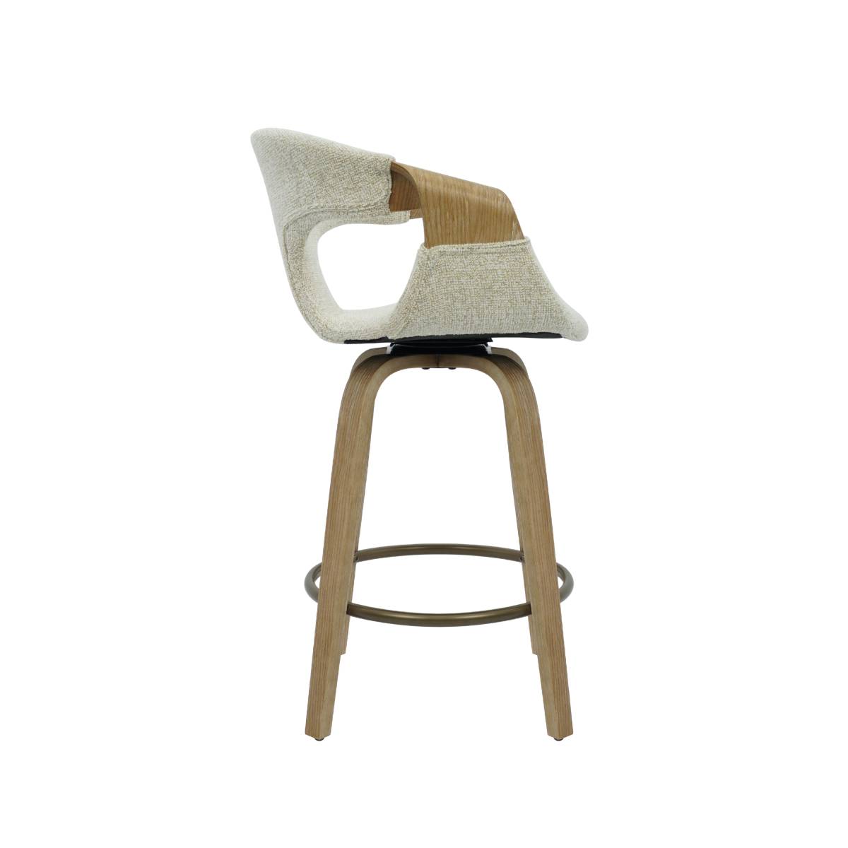 Lot de 2 tabourets de bar en tissu MIRIYA blanc, MADE IN MEUBLES 