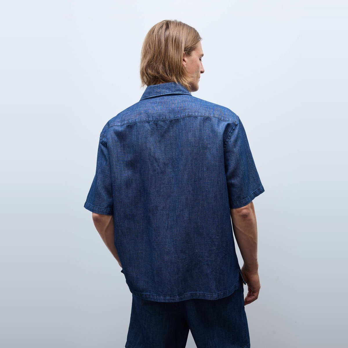 Chemise manches courtes en jean brut denim, MONOPRIX