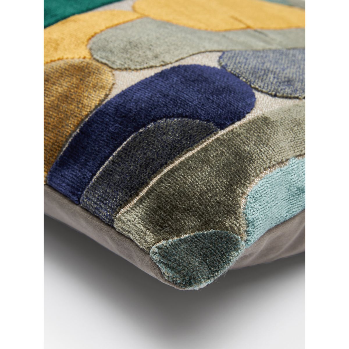 Coussin en velours look rétro bleu marine, NEXT