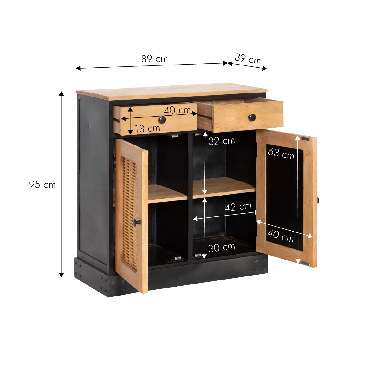 Buffet en bois de manguier et métal EZRA bois clair, MADE IN MEUBLES