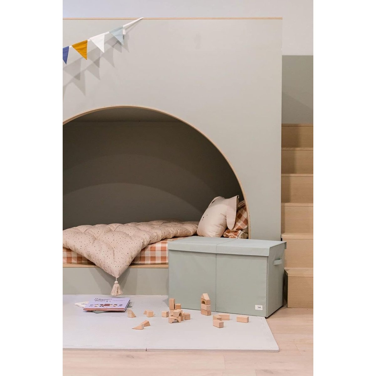 Coffre à jouets en tissu gris clair, 3 SPROUTS