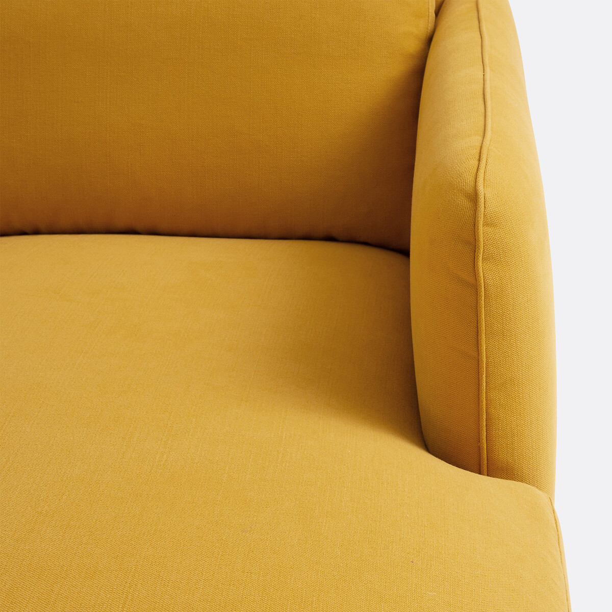 Ecksofa LOMÉO, 4-Sitzer, aus Baumwolle und Leinen senfgelb, LA REDOUTE INTERIEURS