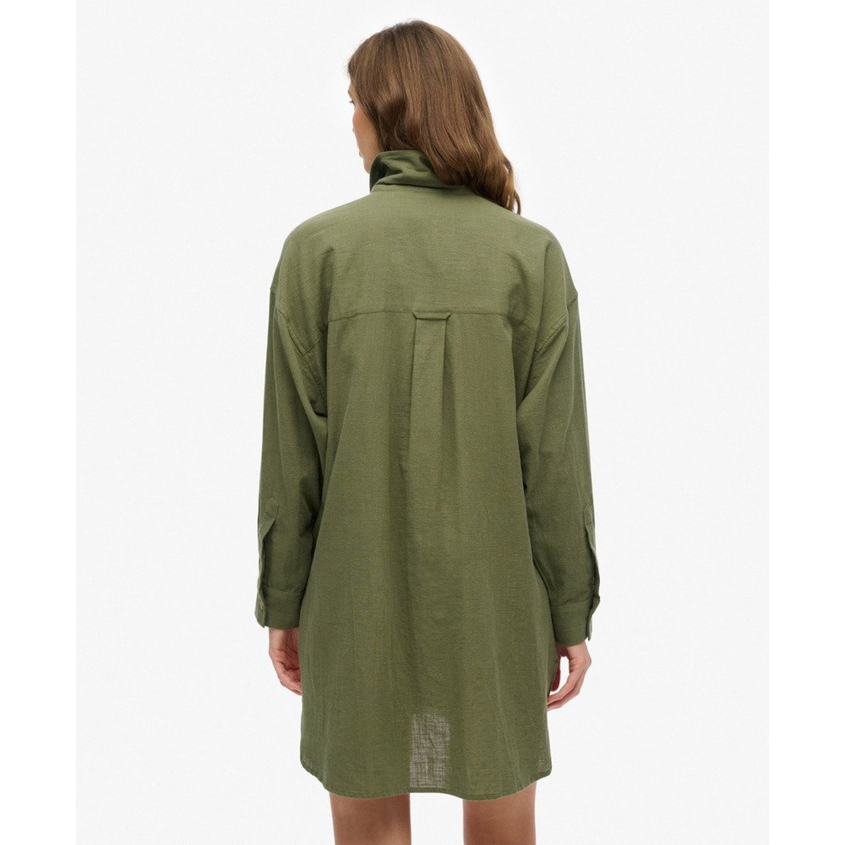 Chemise de plage longue Ibiza vert scarabée, SUPERDRY