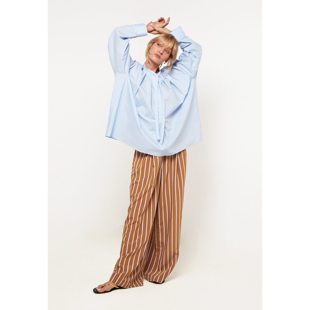 Chemise oversize col officier en coton bleu ciel, RODIER