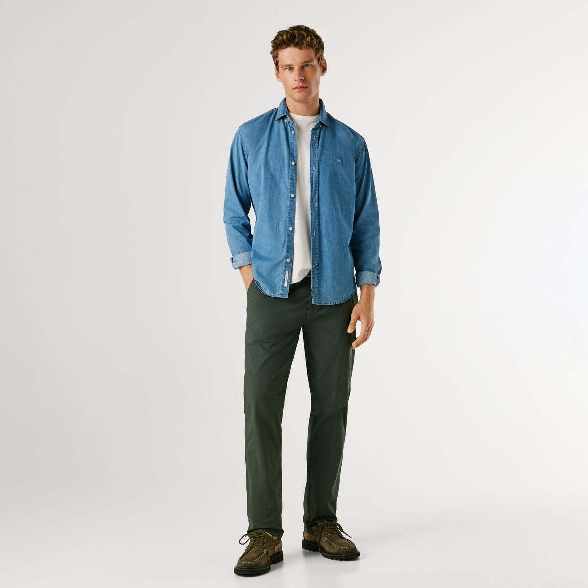 Pantalon Chino Coupe Slim vert olive, PEPE JEANS