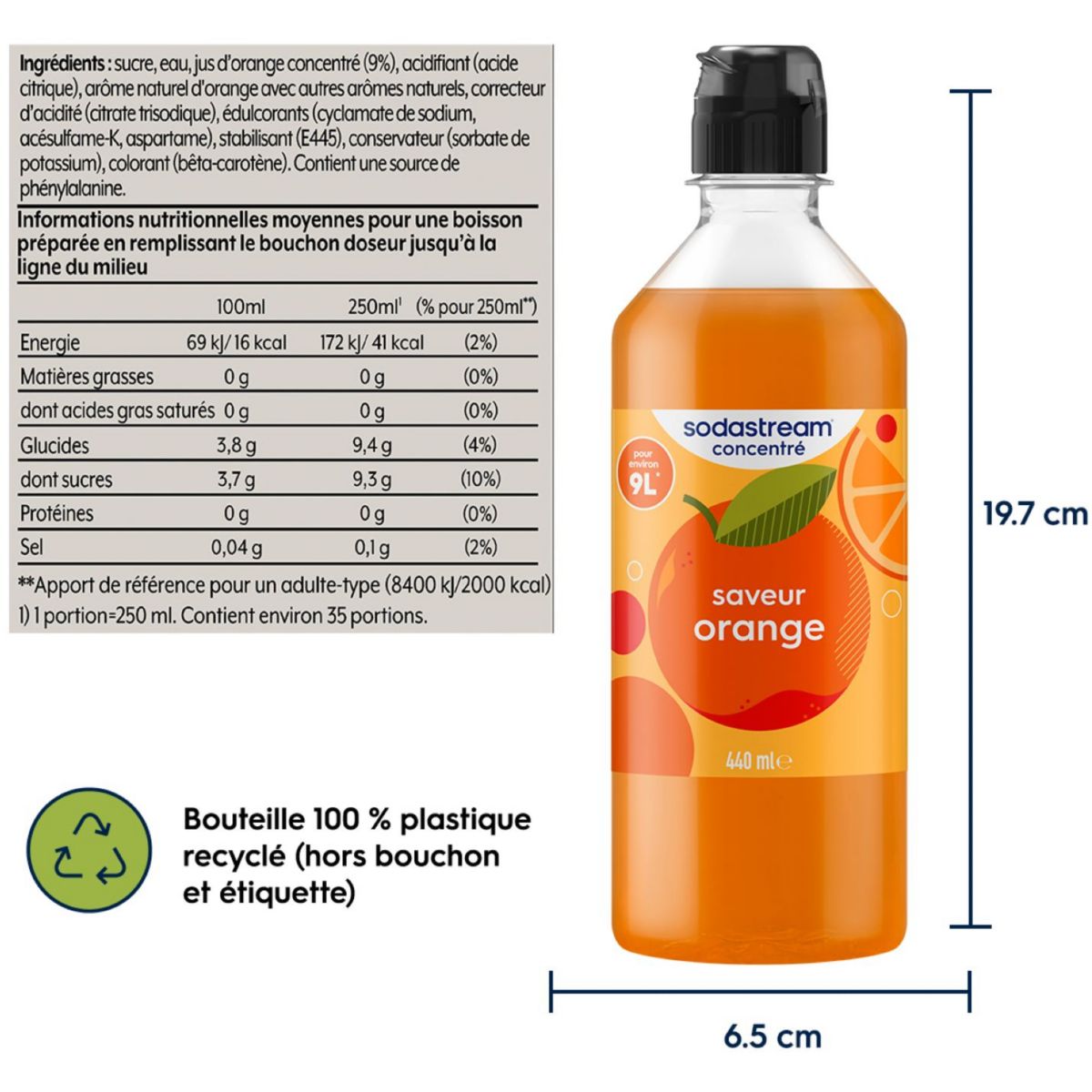 Concentré ORANGE 440ml couleur unique, SODASTREAM