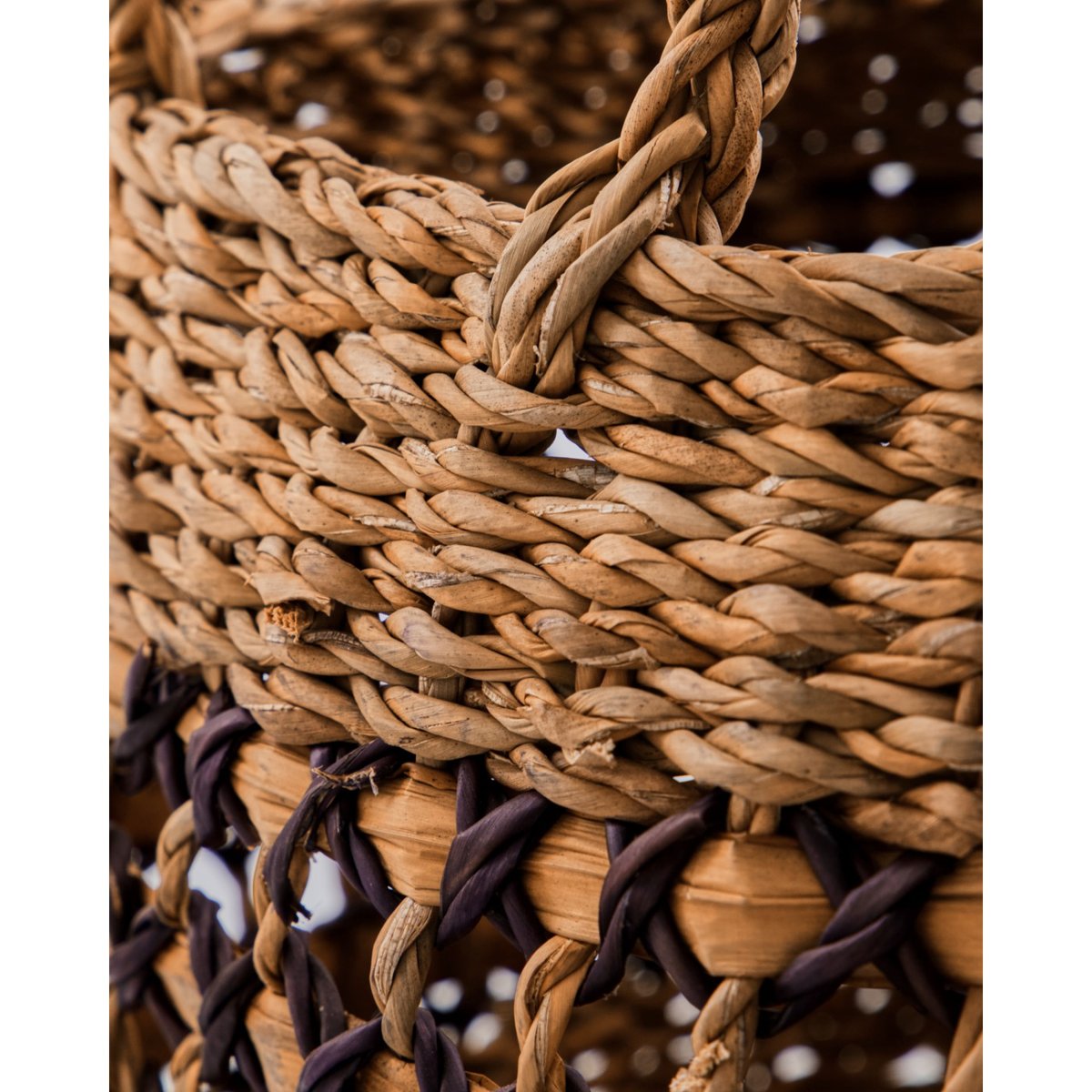 Lot de 2 paniers en jonc de mer Pauta naturel, noir, HOUSE DOCTOR