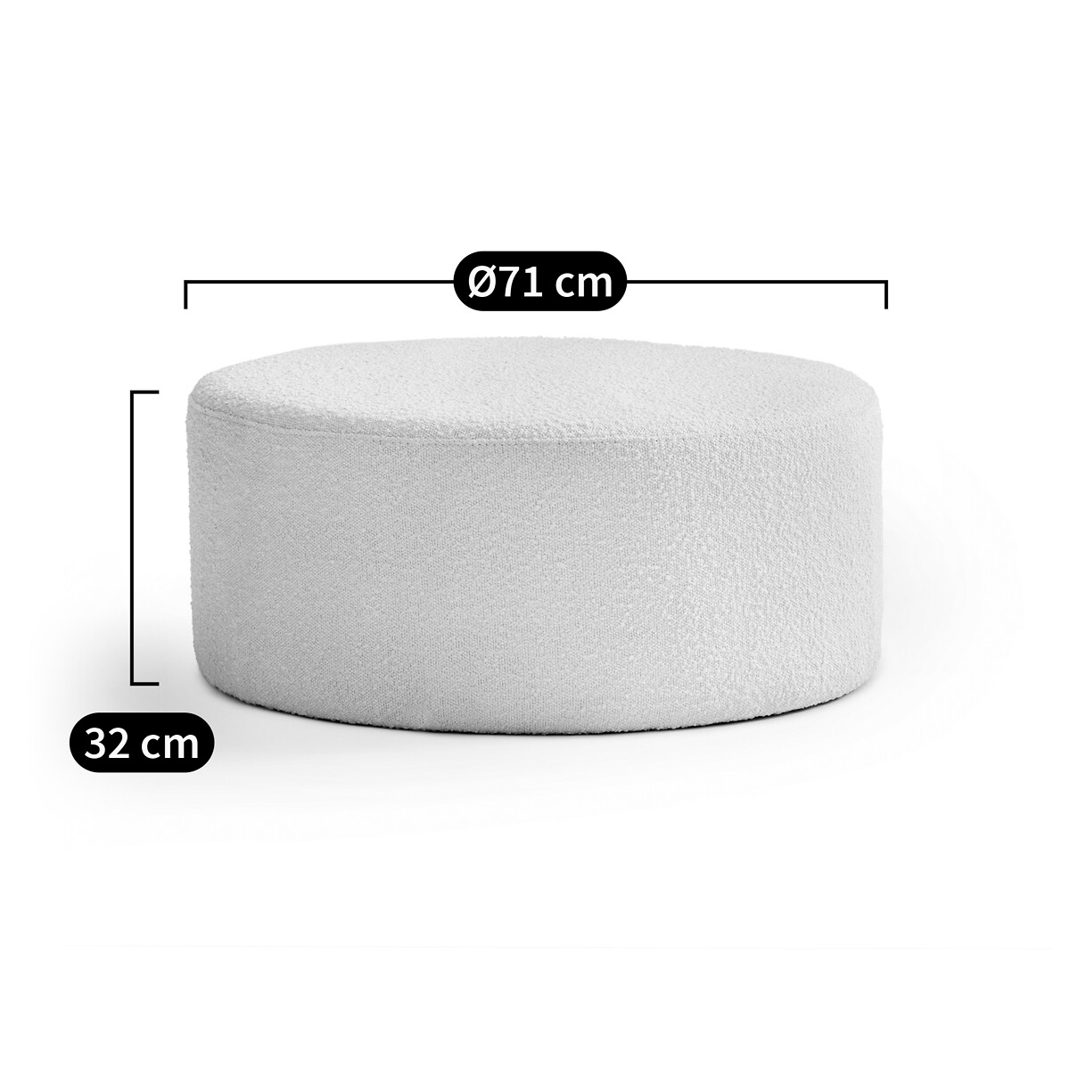 Pouf bouclette polyester, Tilly ecru, LA REDOUTE INTERIEURS
