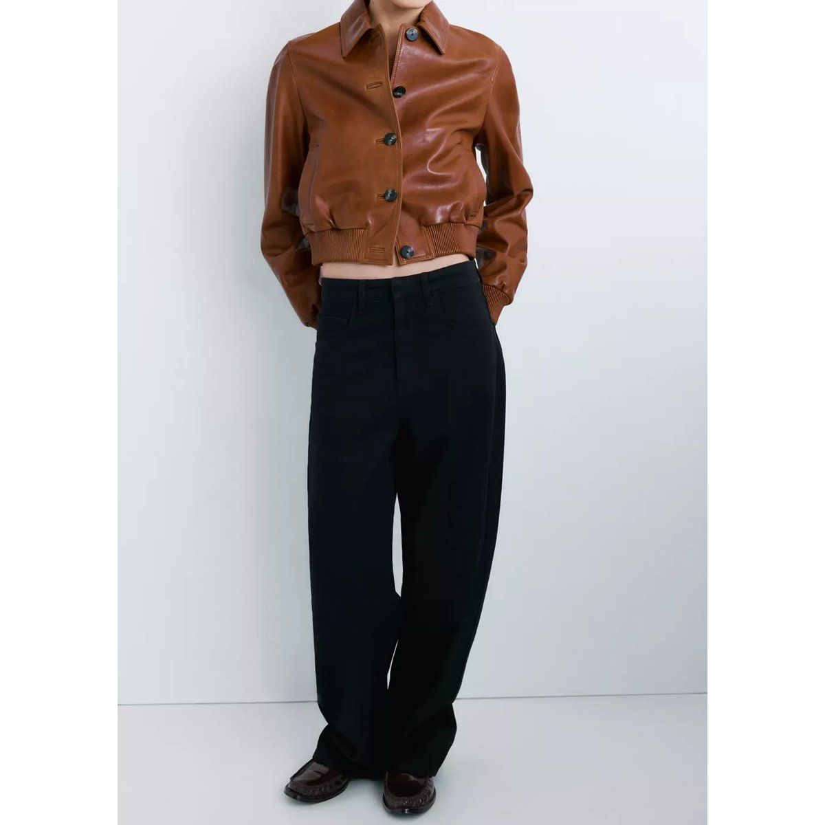 Jean balloon taille normale black denim, MANGO