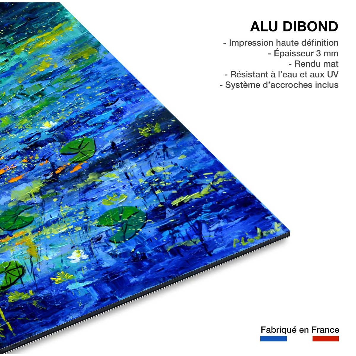 Tableau paysage nenuphars et nymphéas tableau alu dibond, HEXOA