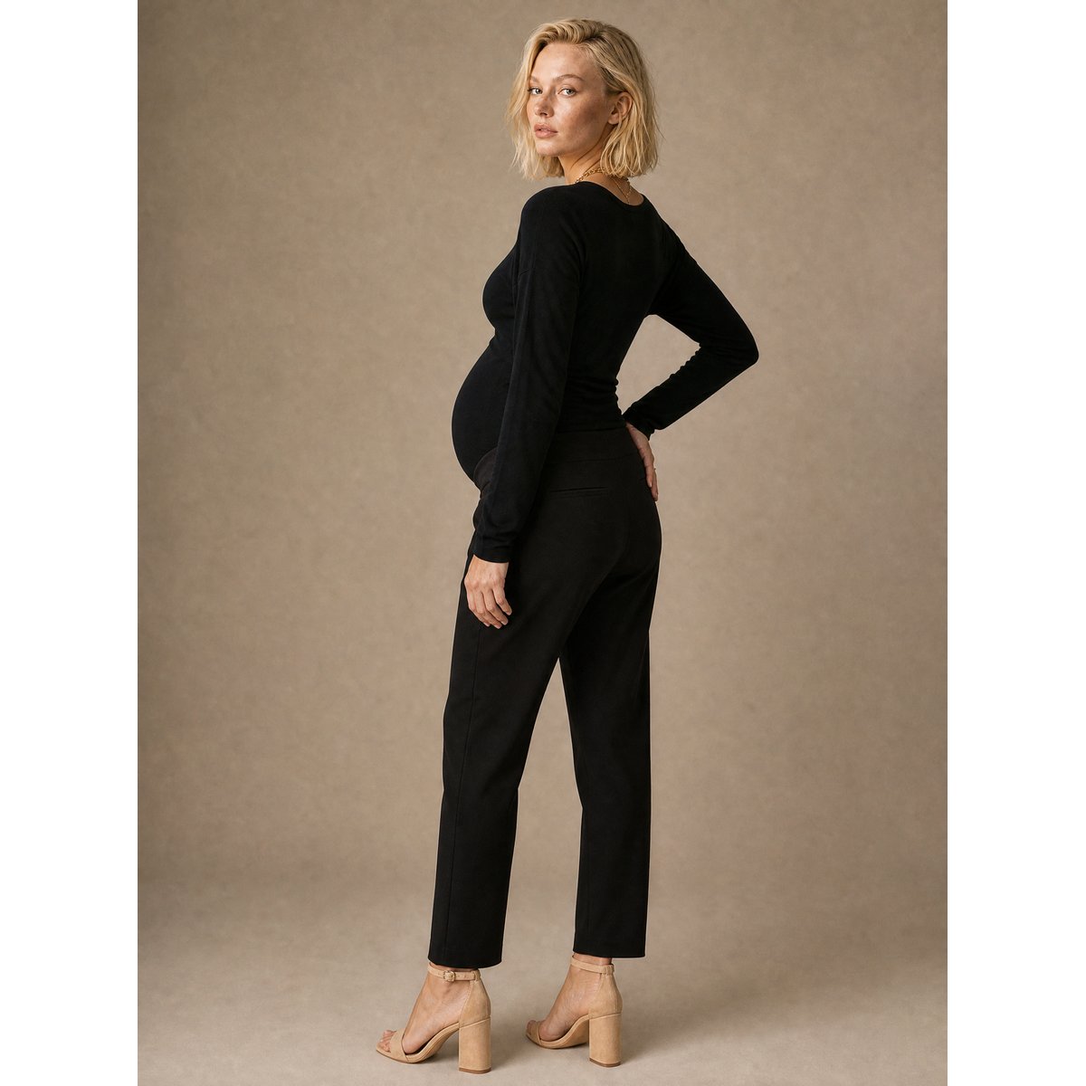 Pantalon carotte de maternité Clark noir, CACHE COEUR