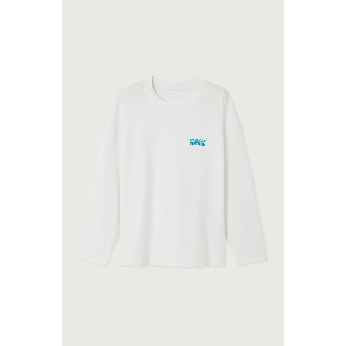 T-shirt mi long ample à manches longues col rond, GIXY blanc, AMERICAN VINTAGE