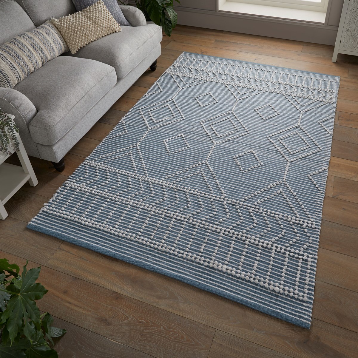 Tapis salon et chambre moderne ROBY bleu, NOVATREND