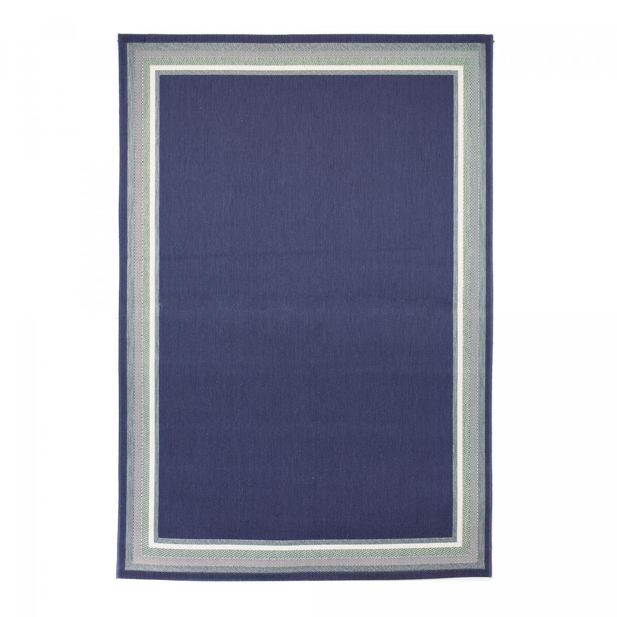 Tapis extérieur tissé kilim rectangle CASADA 13 bleu, UN AMOUR DE TAPIS