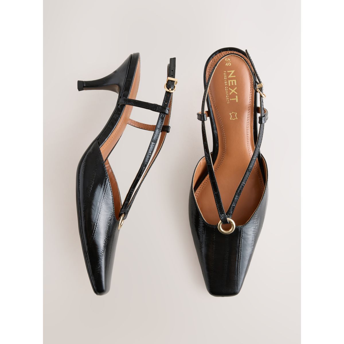 Chaussures en cuir forever comfort® à bride noir, NEXT