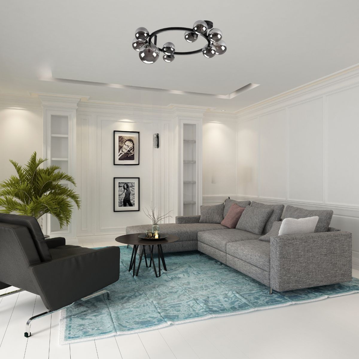 Plafonnier    PERLAGE gris, IDEAL LUX