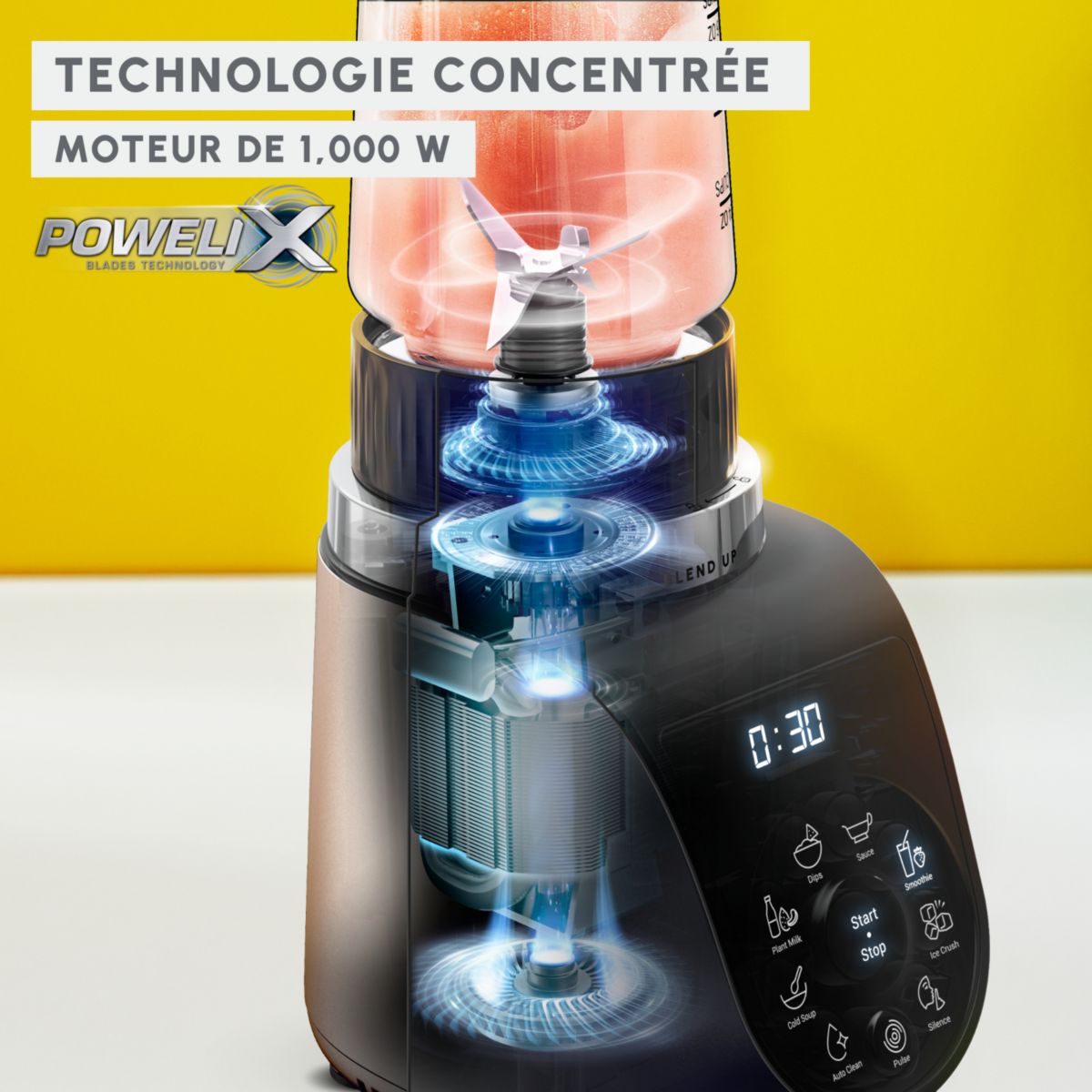 Blender Blend Up LM190AF0 mini blender - 8 programmes automatiques - Bol Tritan couleur unique, MOULINEX