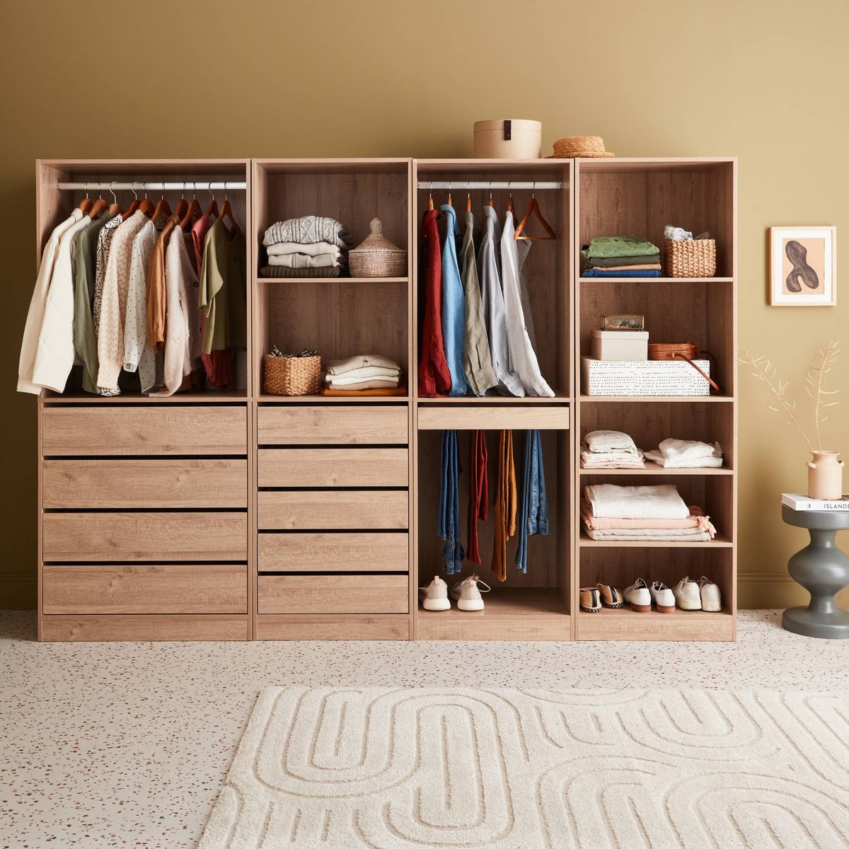 Kit dressing modulable décor bois 4 éléments NEPAL naturel, SWEEEK