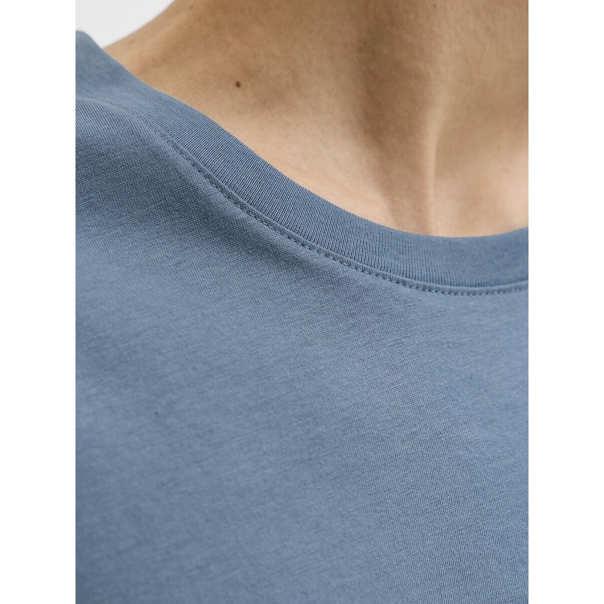 T-shirt col rond en coton bio bleu indigo, JACK & JONES