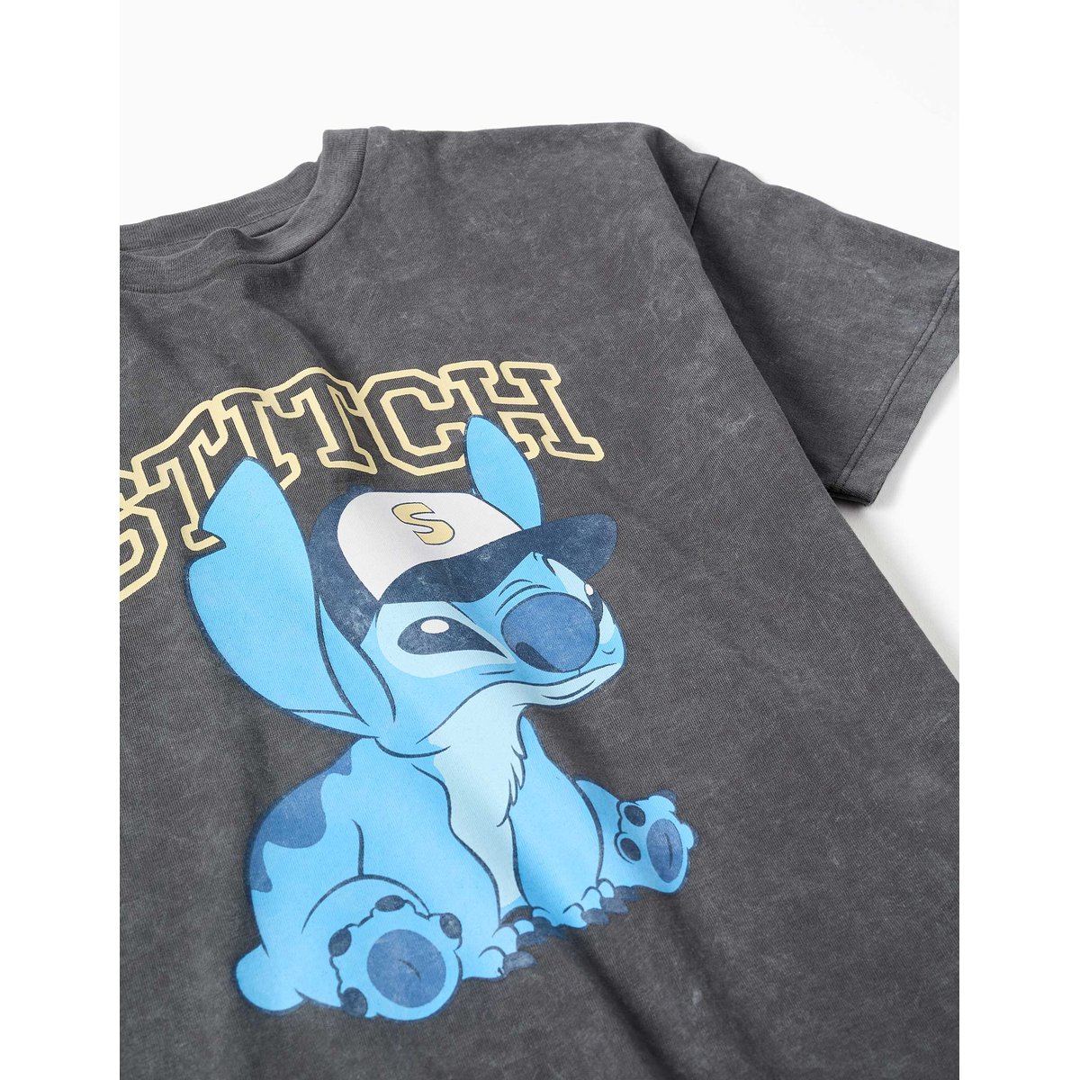 T-shirt en coton avec imprimé Stitch gris foncé, ZIPPY