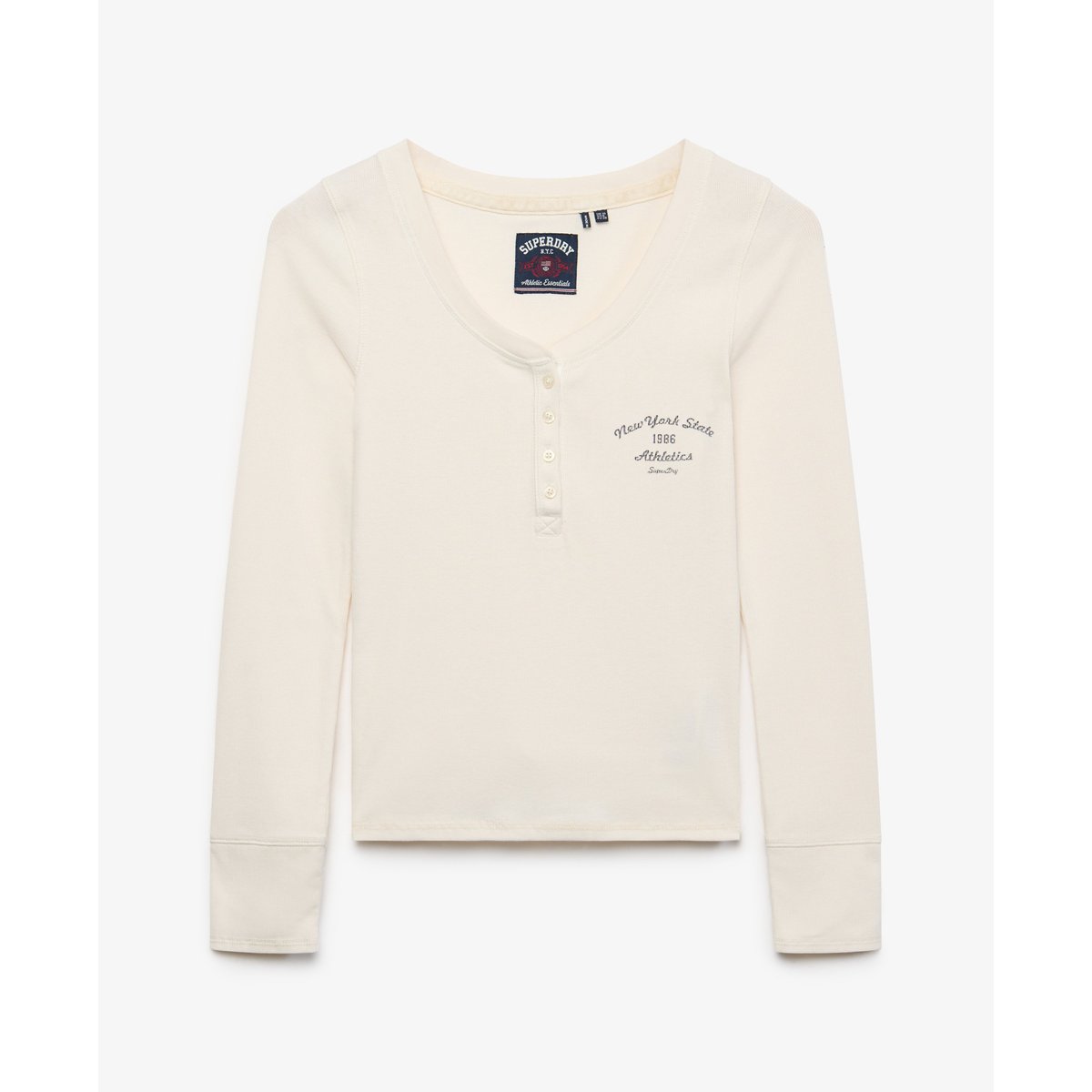 Haut à manches longues Athletic à boutons blanc cassé os du désert, SUPERDRY