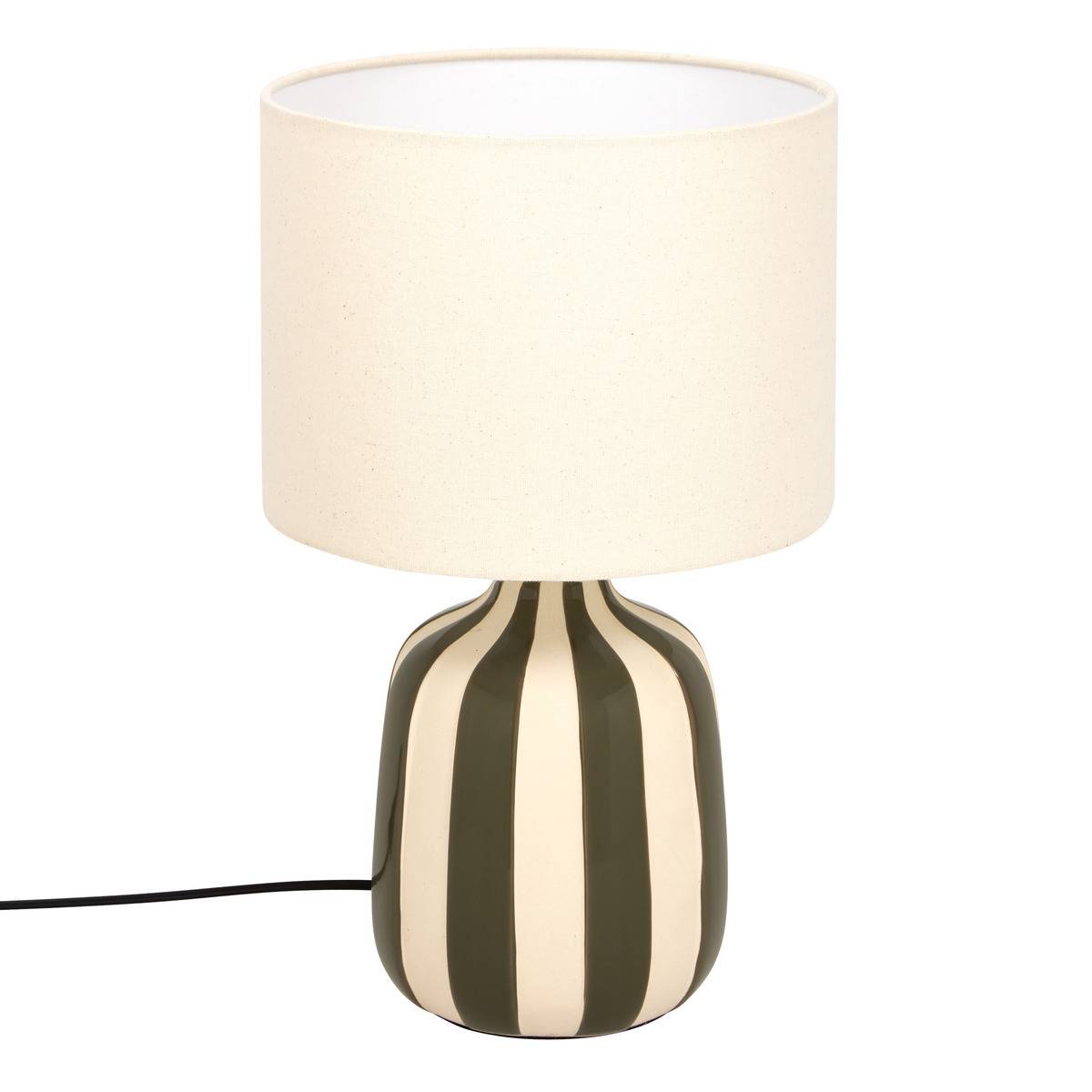 Lampe cylindrique en lin VILMA vert kaki, ATMOSPHERA