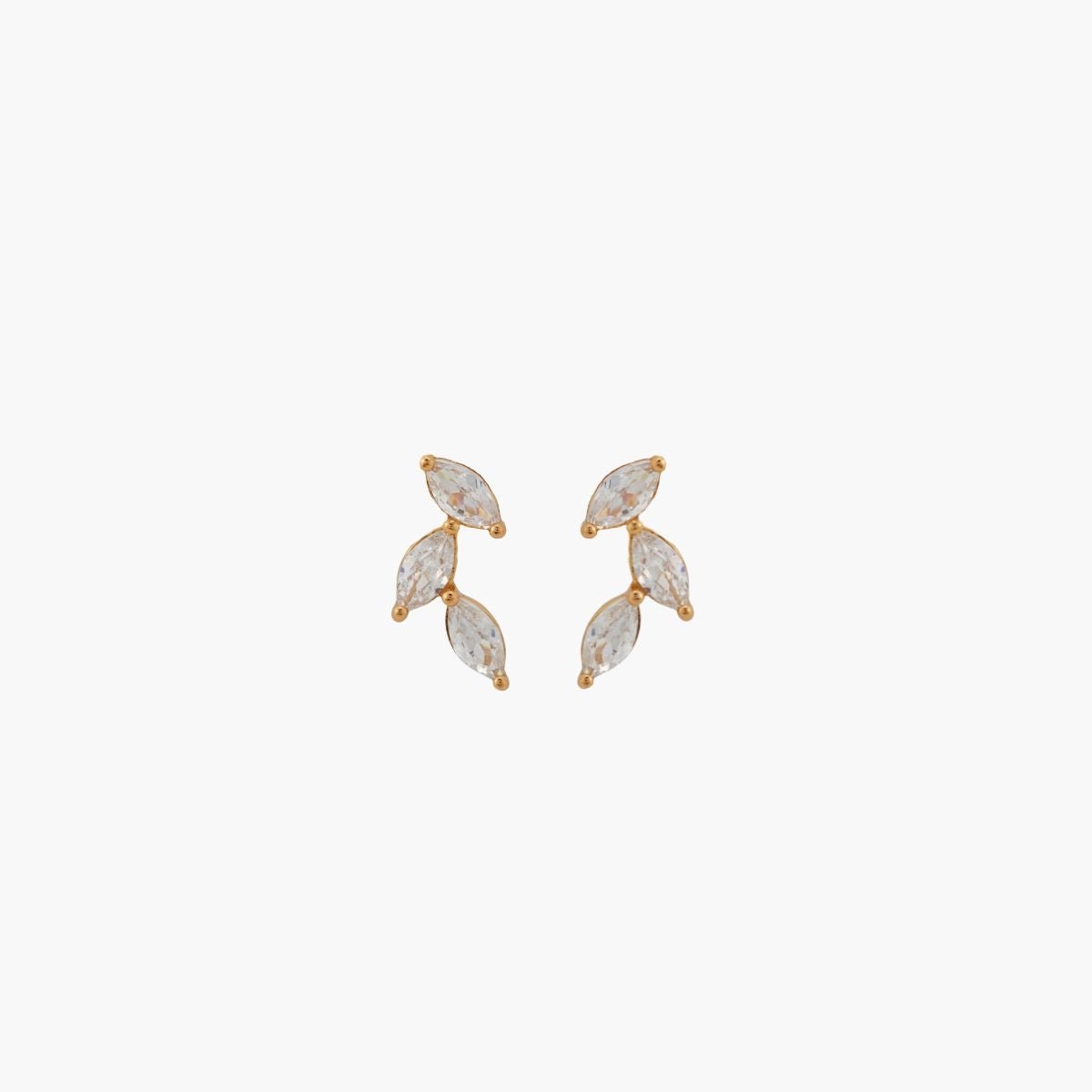 Boucles d'oreilles 3 zircons - argent 925 doré doré, BALABOOSTE