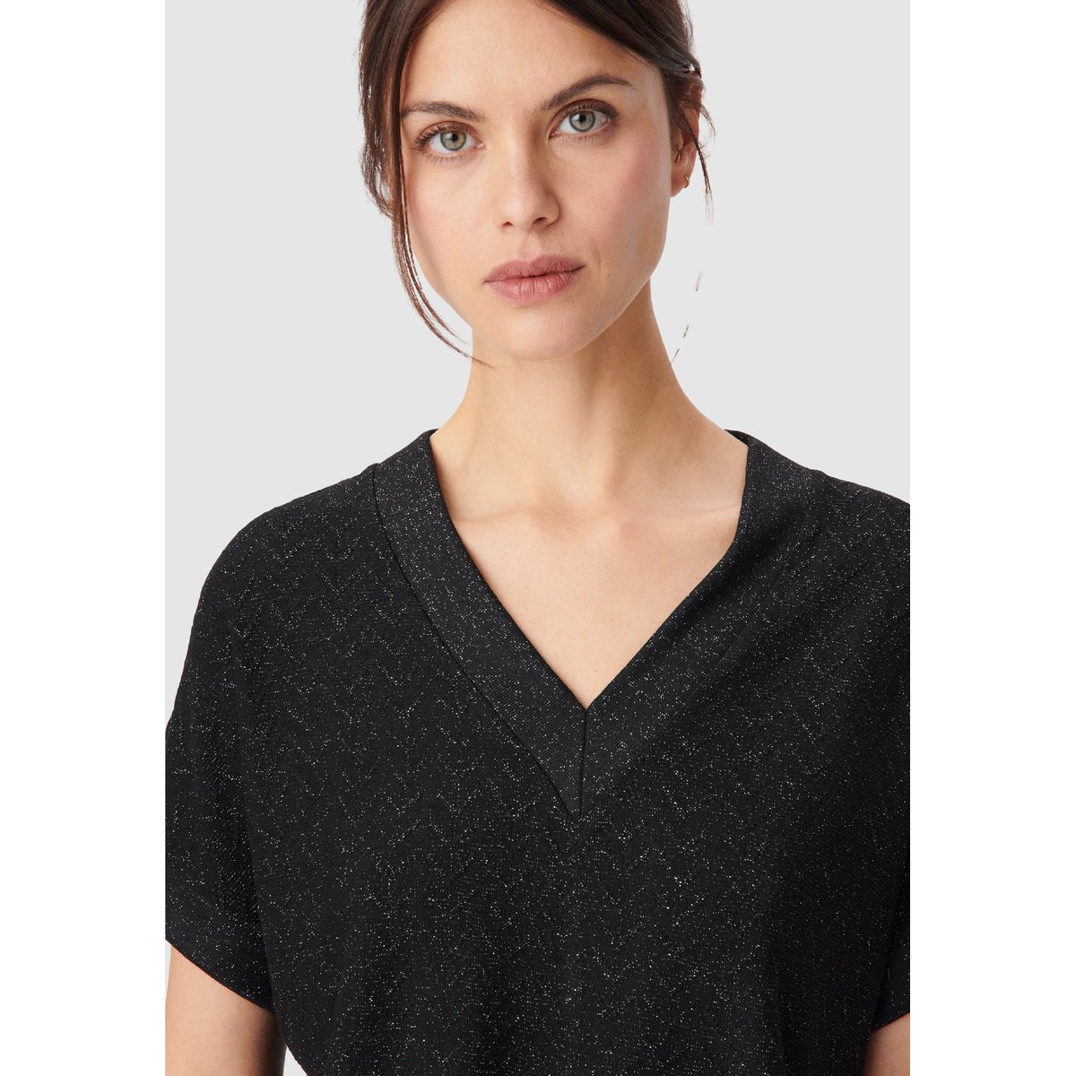 Tee-shirt fil textile maille fantaisie noir, IKKS