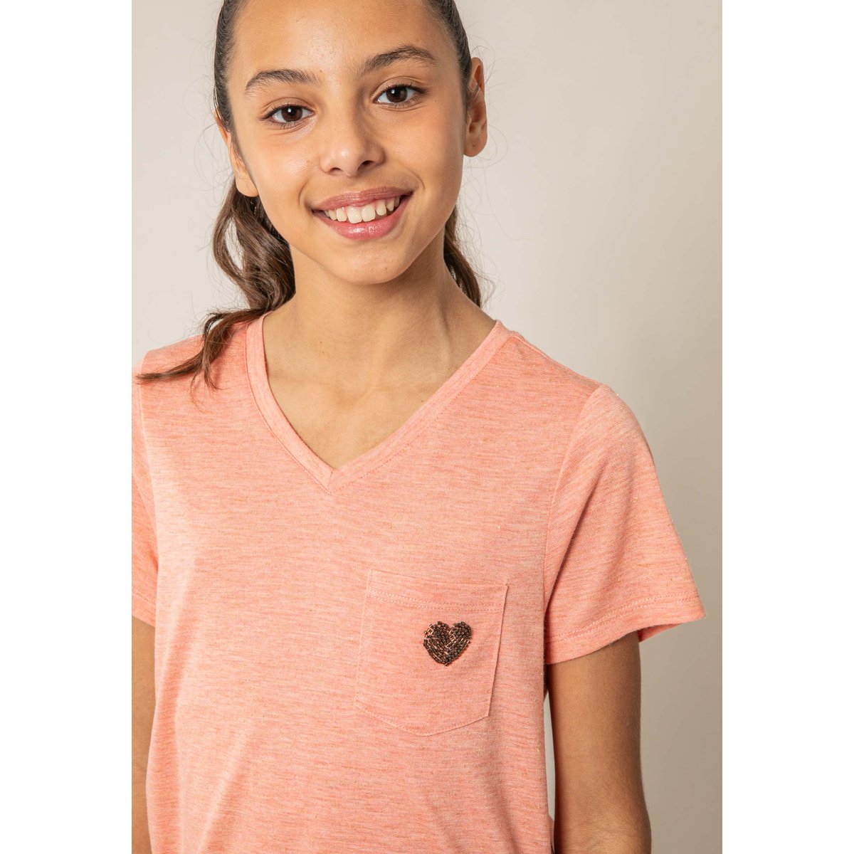 T-shirt fille fluide KELLIE peach mel, DEELUXE