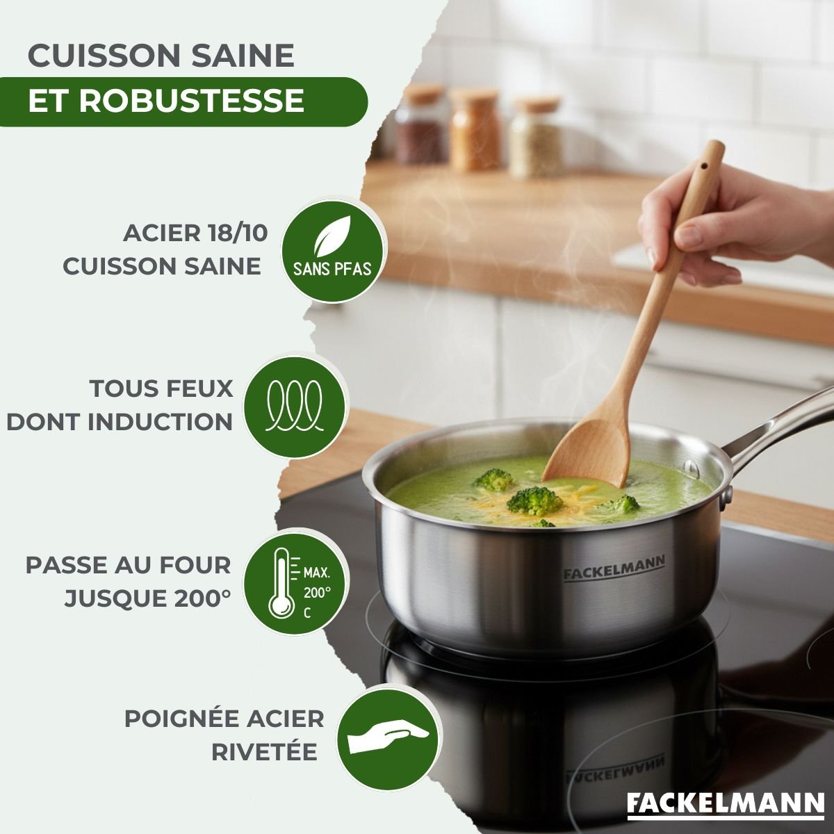 Batterie de cuisine 1 casserole 18cm VITA3 inox, FACKELMANN