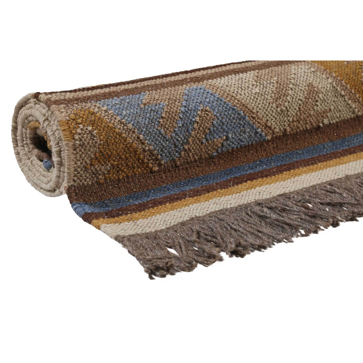 Tapis en laine kilim tissé main , VALERE brun, WECON HOME