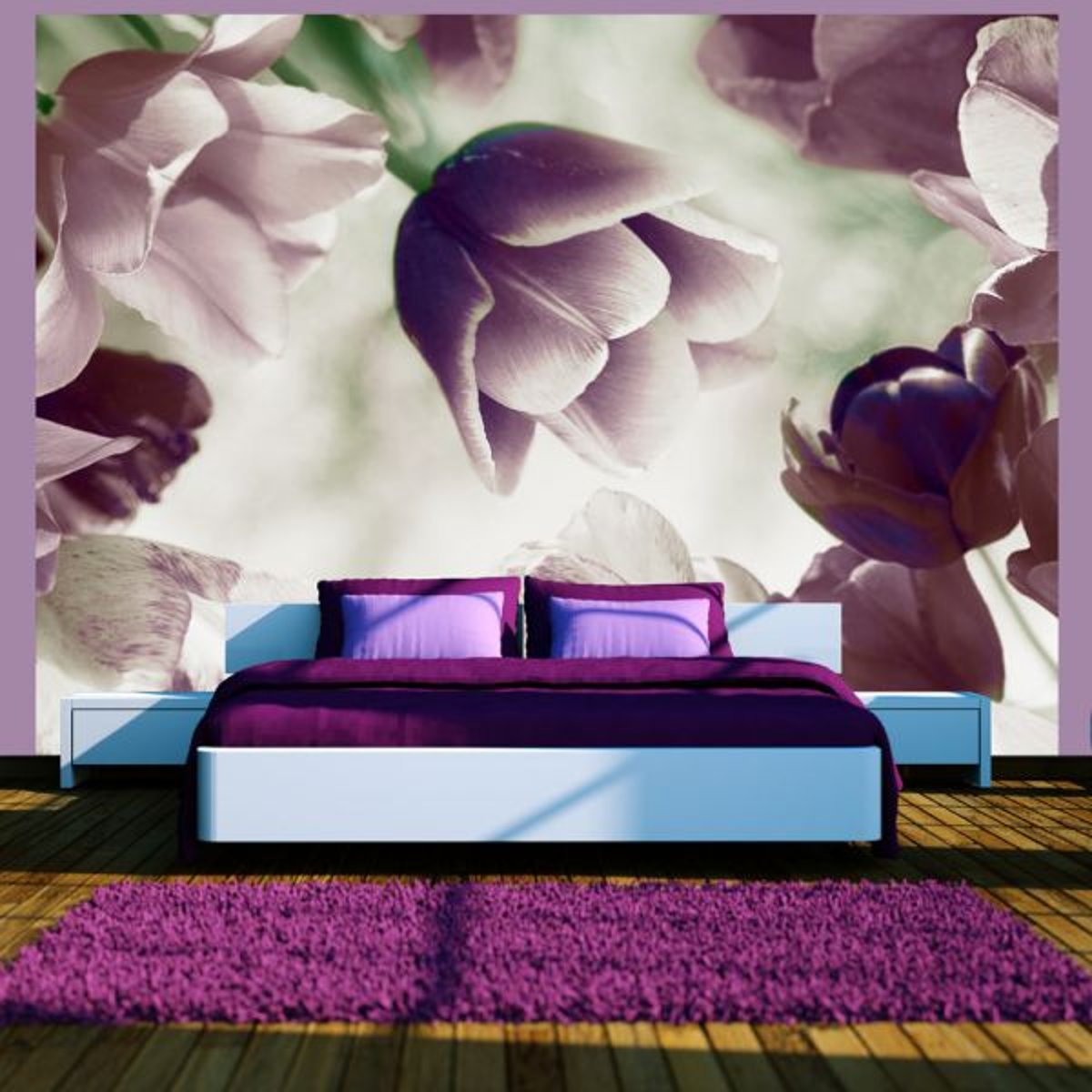 Papier peint intissé panoramique Fleurs Heavenly tulips violet, EDEN