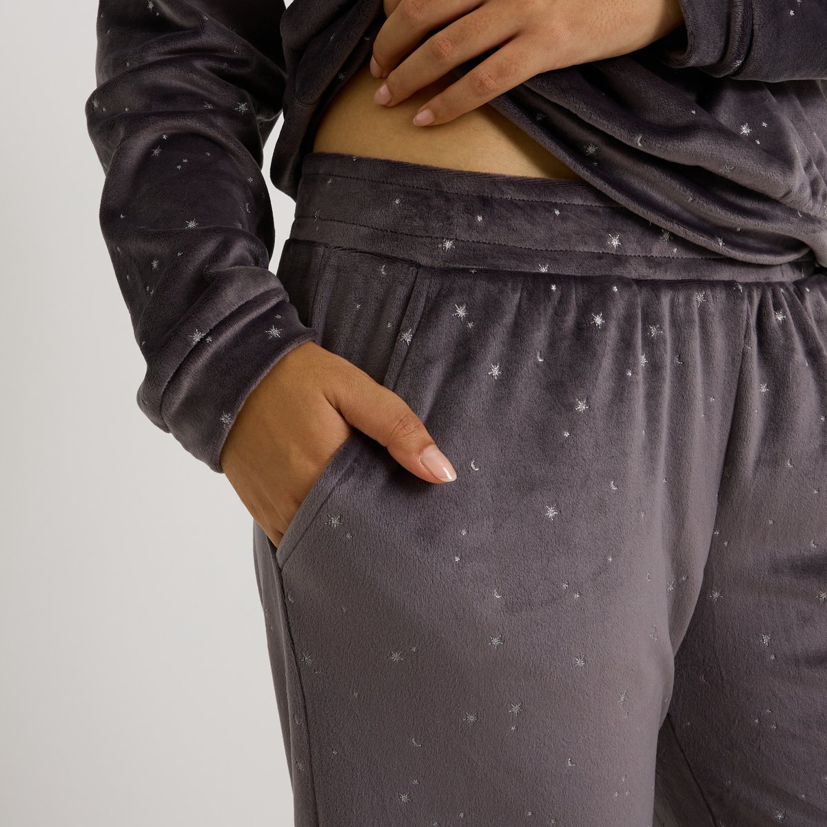 Pantalon de pyjama en velours gris, GRAIN DE MALICE