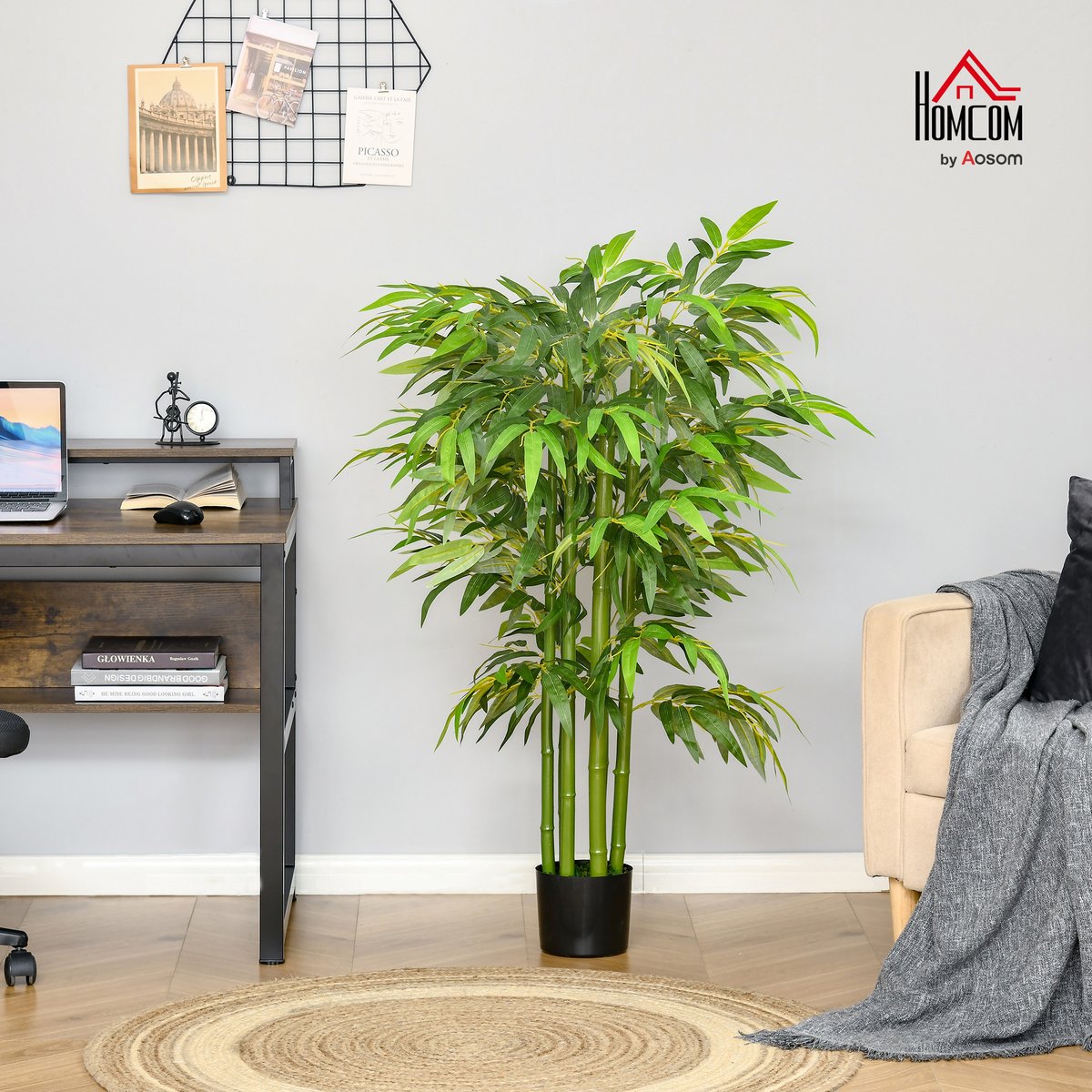 Bambou artificiel PE Vert vert, HOMCOM