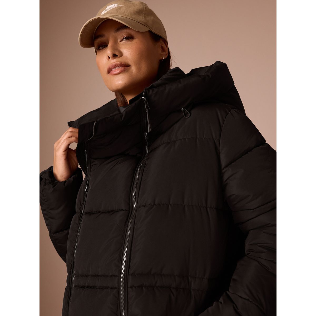 Long manteau rembourré à capuche maternité noir, NEXT