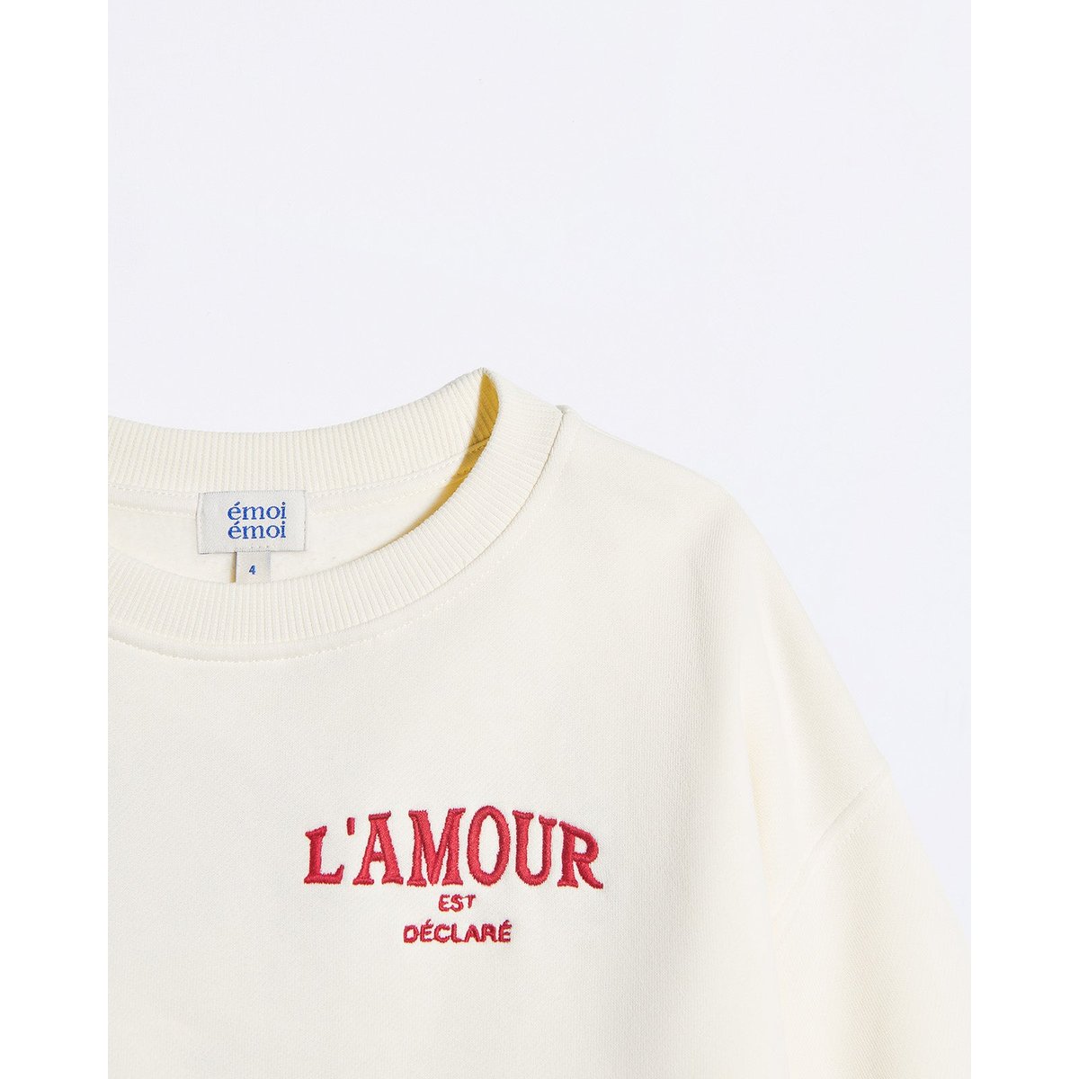 Sweat L'amour est déclaré brodé beige crème, EMOI EMOI
