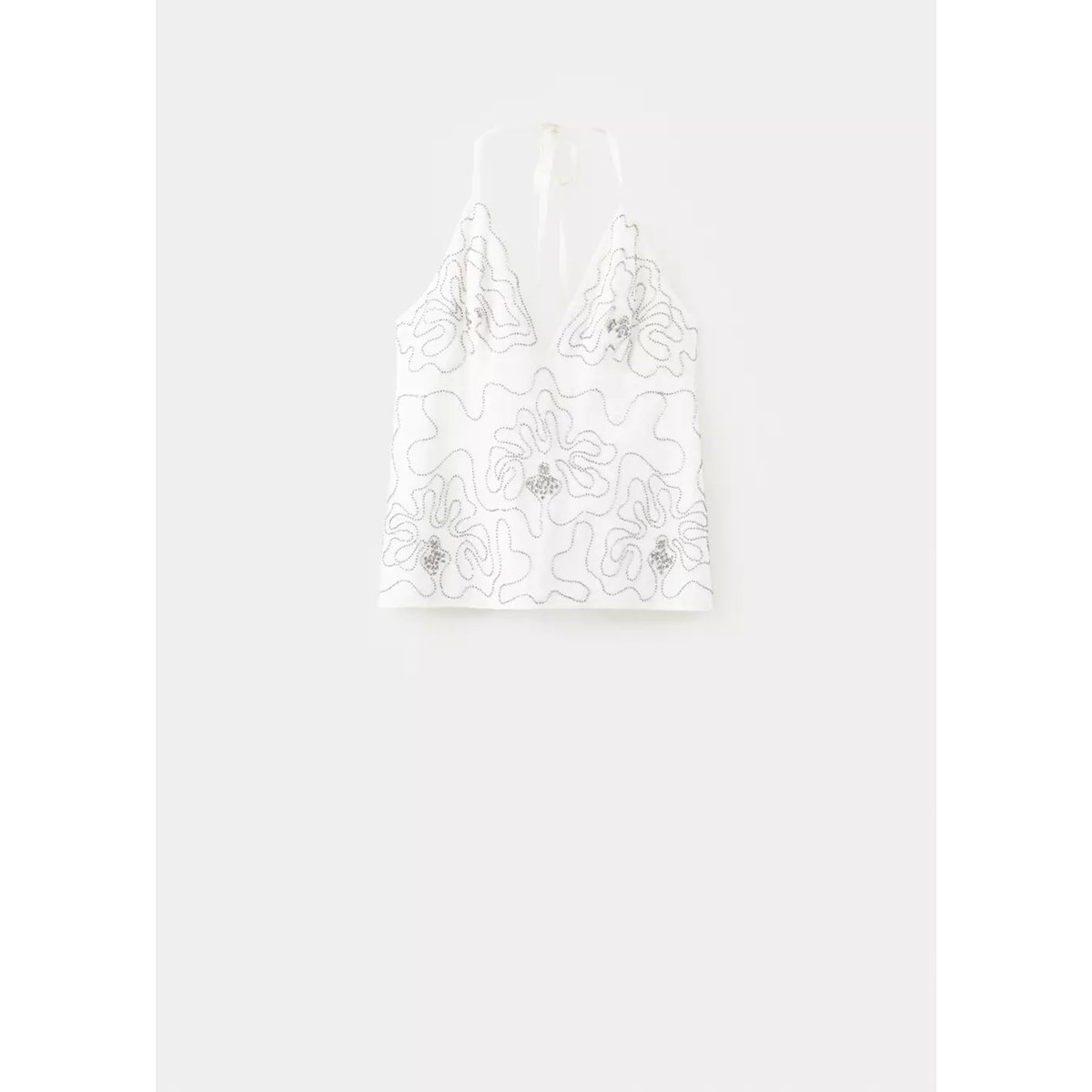 Top brodé perles blanc cassé, MANGO TEEN