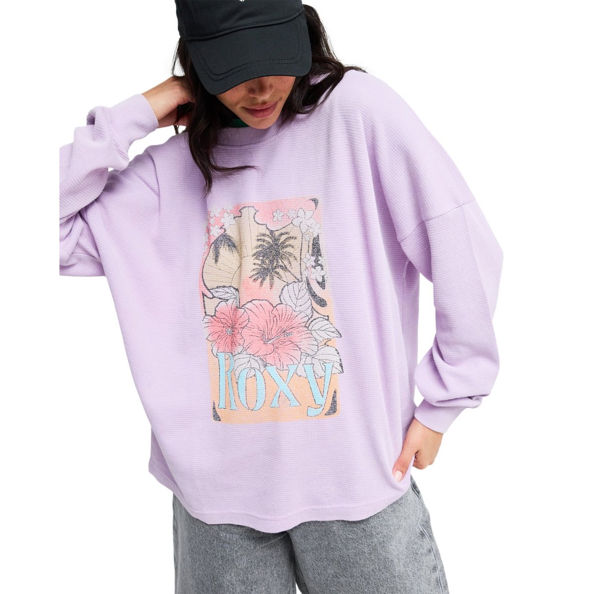T-Shirt, manches longues, col rond, Uni. violet crocus petal, ROXY