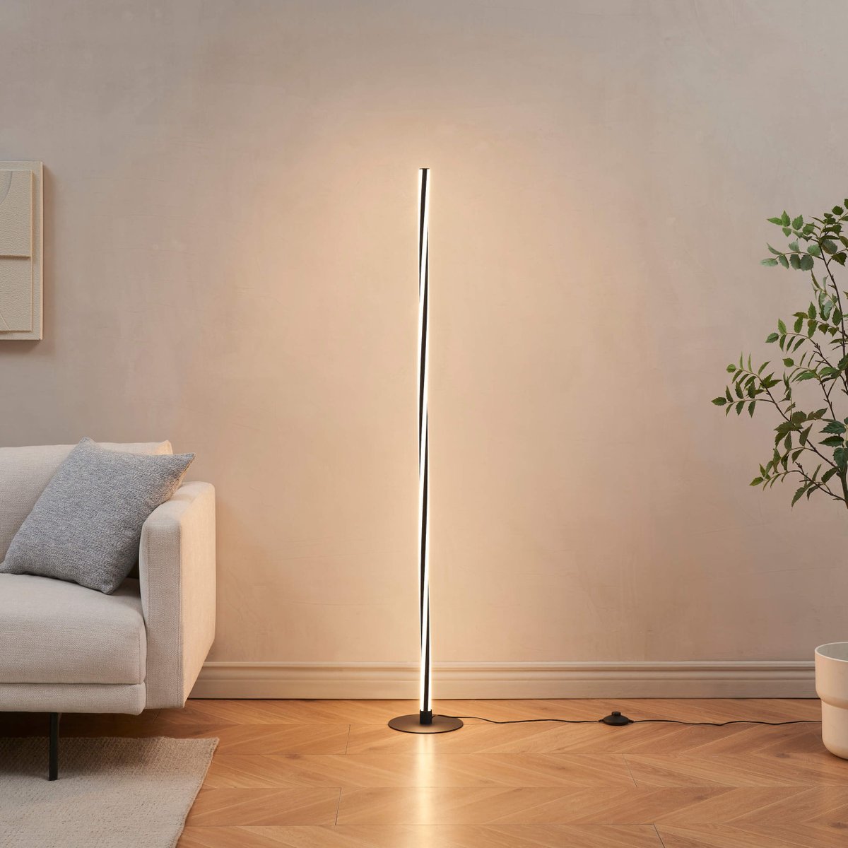 Lampadaire torsadé avec variateur - TELVO noir, KOSILUM