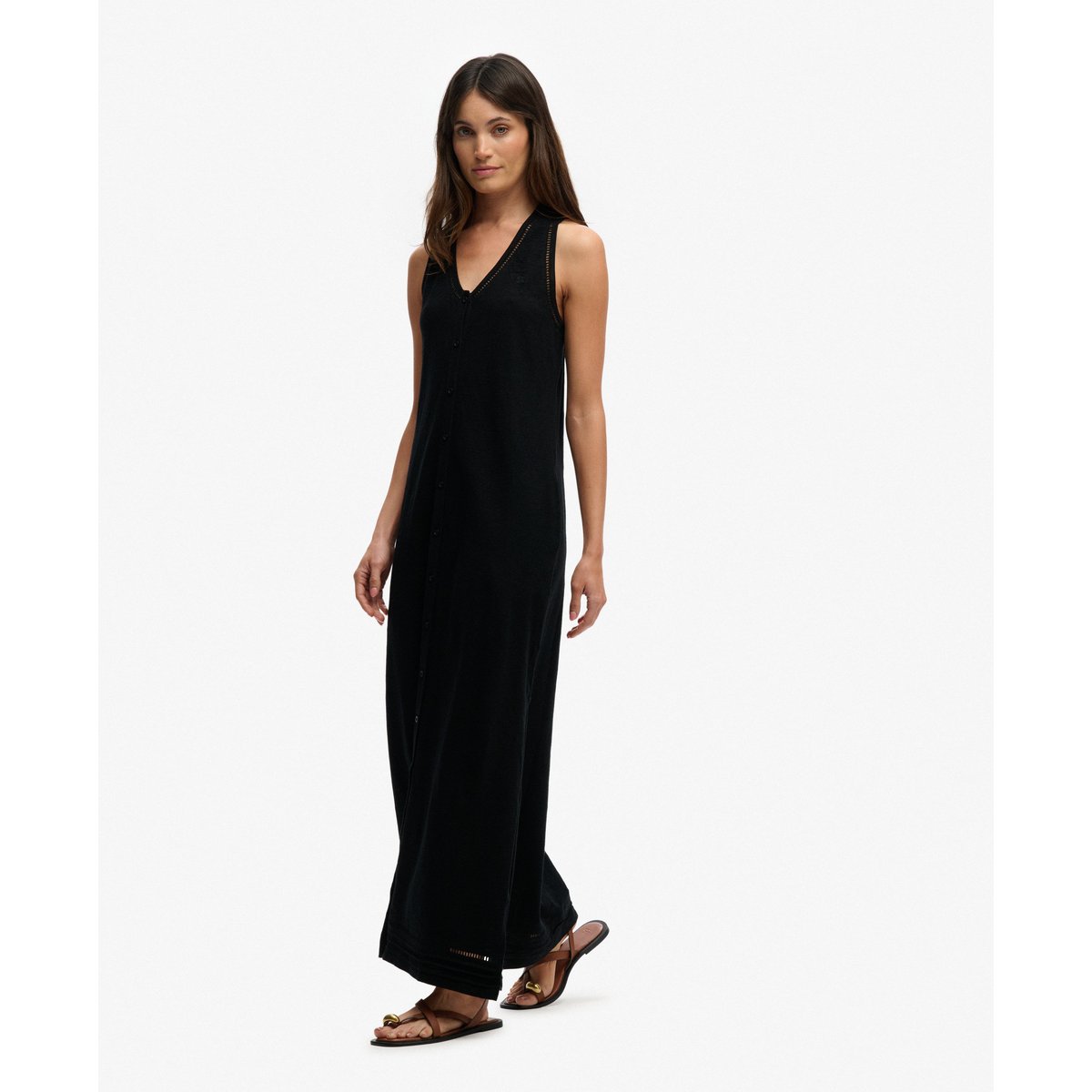 Robe Maxi en Jersey à Détail Échelle noir, SUPERDRY