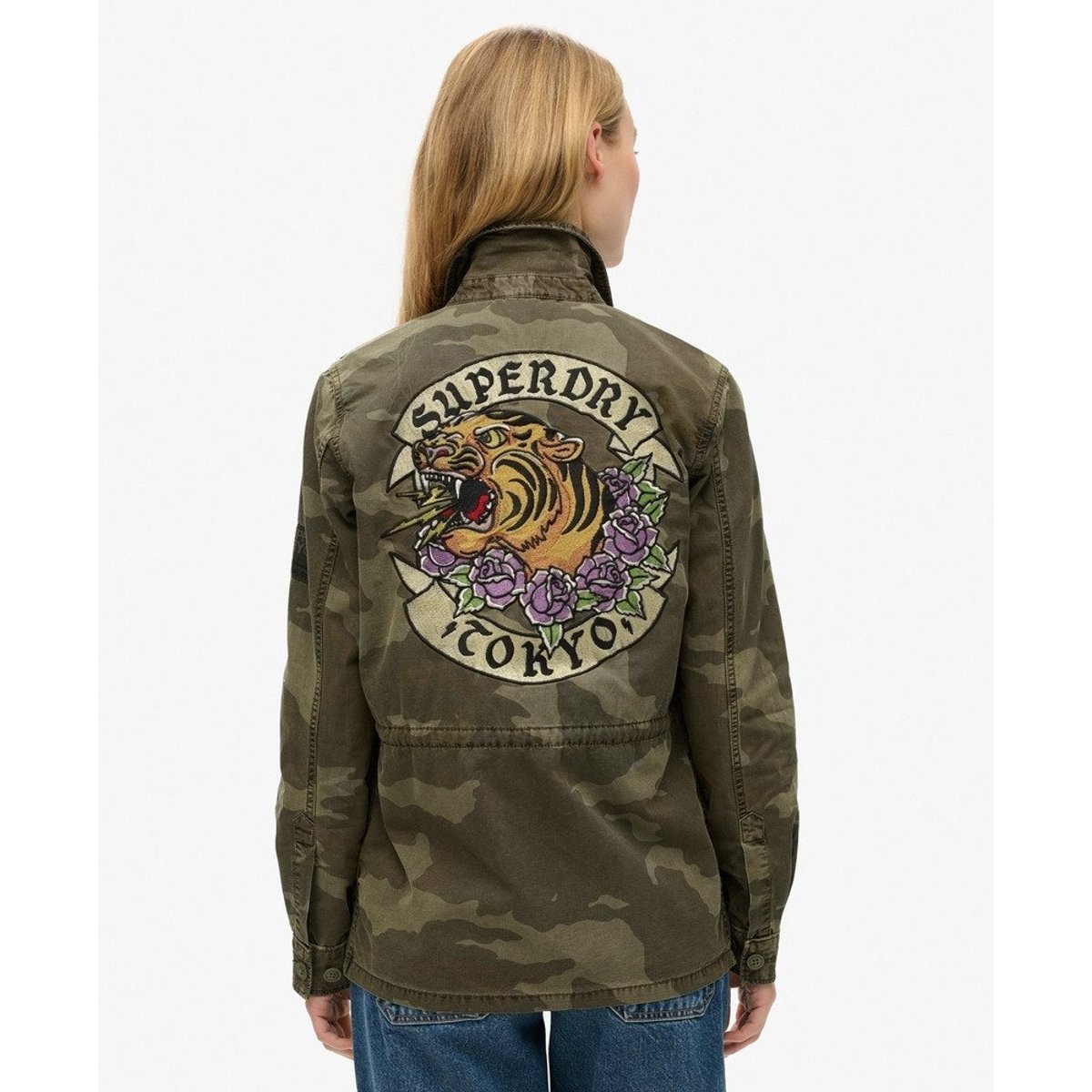 Veste militaire brodée camouflage délavé, SUPERDRY